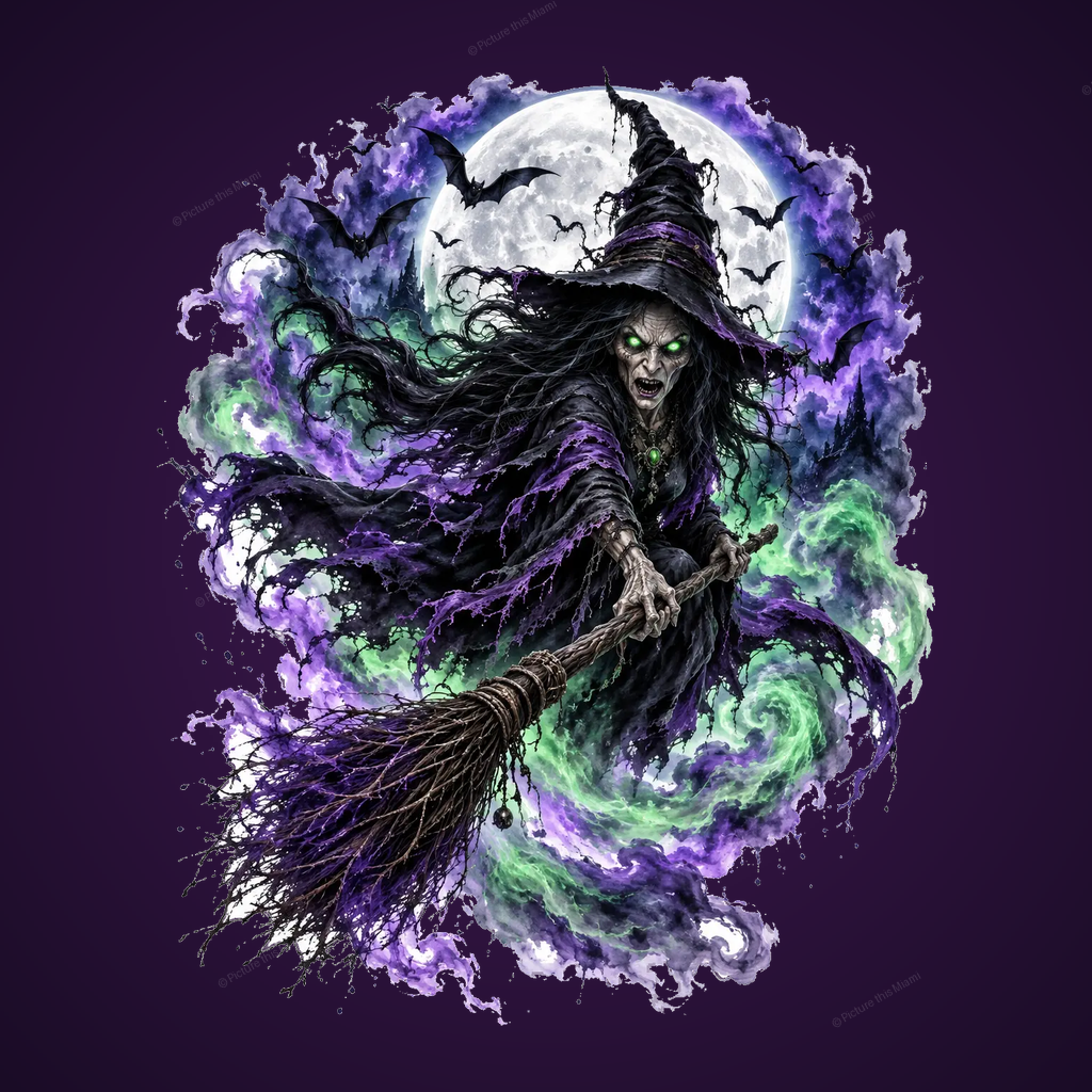 Bruja fantasma bajo la luna